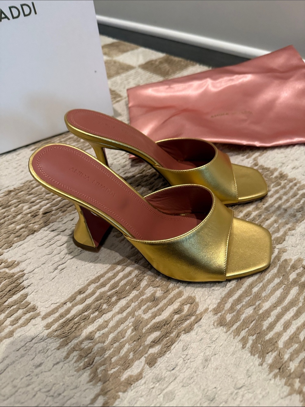 Amina Muaddi Gold lupita slipper 38.5